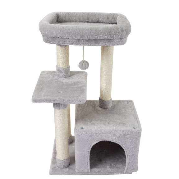 Cute Cat Tree Kitten Tower For Indoor Condo Sisal Posts With Jump Platform Furniture Activity Center Play House Grey