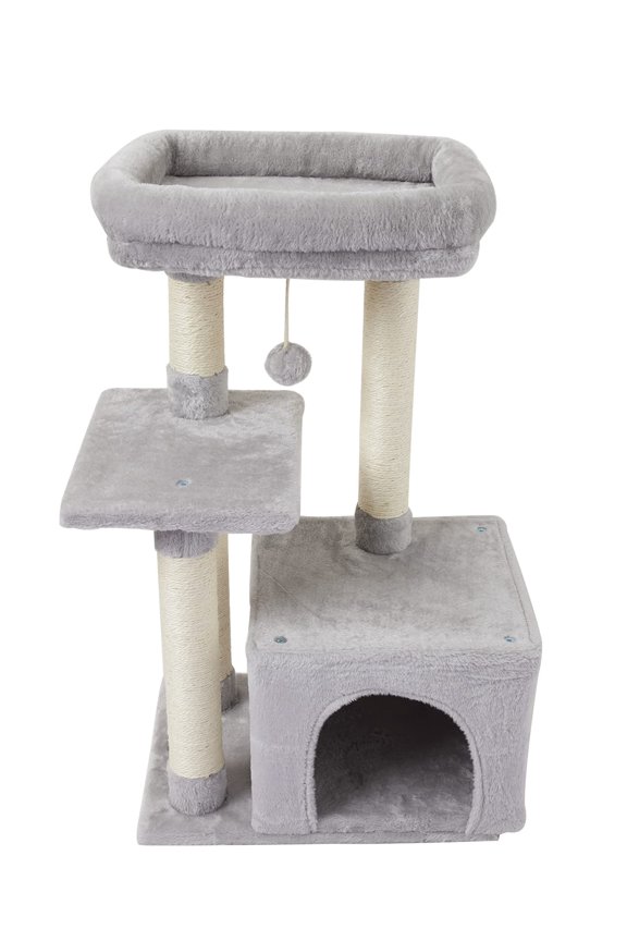 Cute Cat Tree Kitten Tower For Indoor Condo Sisal Posts With Jump Platform Furniture Activity Center Play House Grey