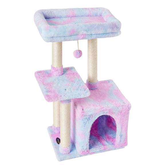 Cute Cat Tree Kitten Tower For Indoor Condo Sisal Posts With Jump Platform Furniture Activity Center Play House Rainbow