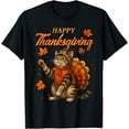 thumbnail image 1 of Cute Cat Turkey Happy Thanksgiving Fall Meow Cat Lover T-Shirt TShirt, 1 of 4