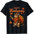 thumbnail image 1 of Cute Cat Turkey Happy Thanksgiving Fall Meow Cat Lover T-Shirt, 1 of 5
