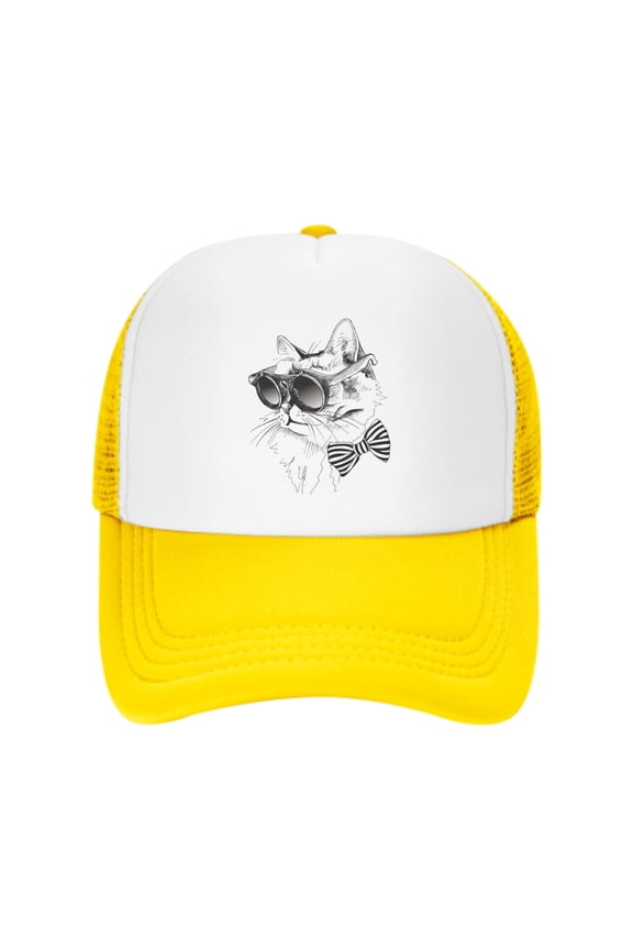 Cute Cat Unisex Trucker Hats for Men Women Adjustable Casual Baseball Caps for Outdoor Activities Dad Cap