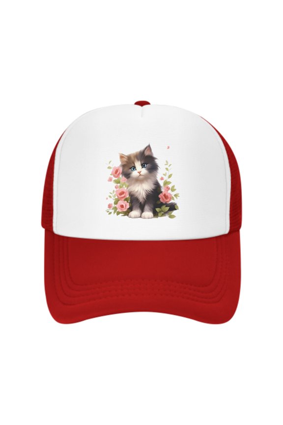 Cute Cat Unisex Trucker Hats for Men Women Adjustable Casual Baseball Caps for Outdoor Activities Dad Cap