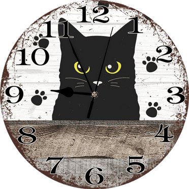 Cute Cat Wall Clocks Battery Operated Silent Non-Ticking,Vintage Round Clock Decorative for Home Kitchen Living Room Office Bathroom Bedroom(10 Inch)