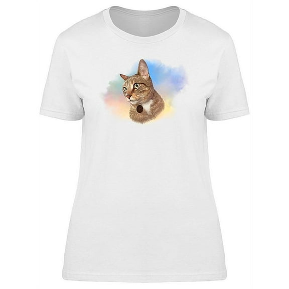 Cute Cat Watercolor Art T-Shirt Women -Image by Shutterstock, Female Medium
