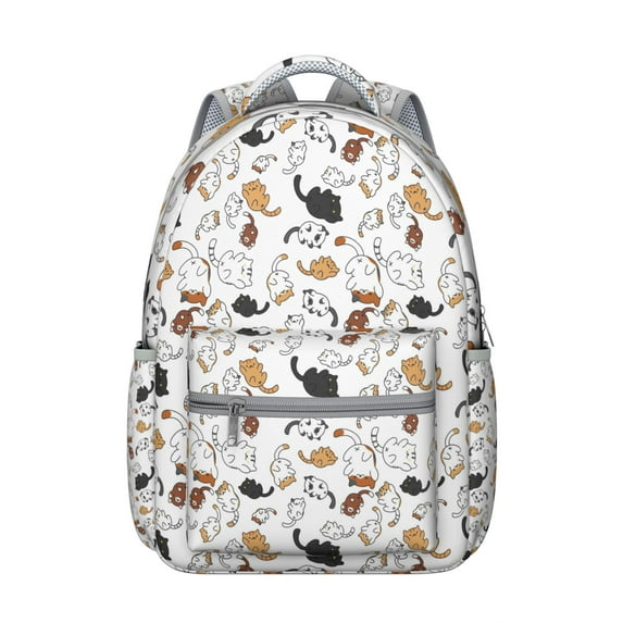 Cute Cat Waterproof Backpack for College Students - Hand-Drawn Cat Design, Breathable & Ergonomic School Bag with Padded Straps