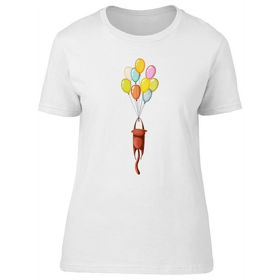 Cute Cat With Balloons Tee Women's -Image by Shutterstock