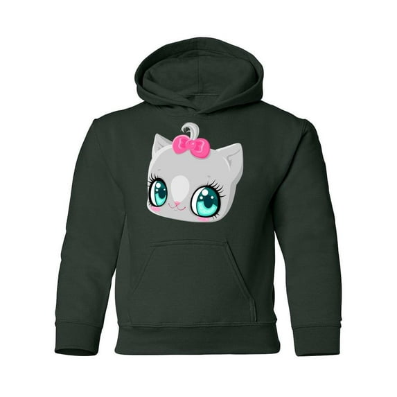 Cute Cat With Bow Hoodie Juniors -Image by Shutterstock, x-Large