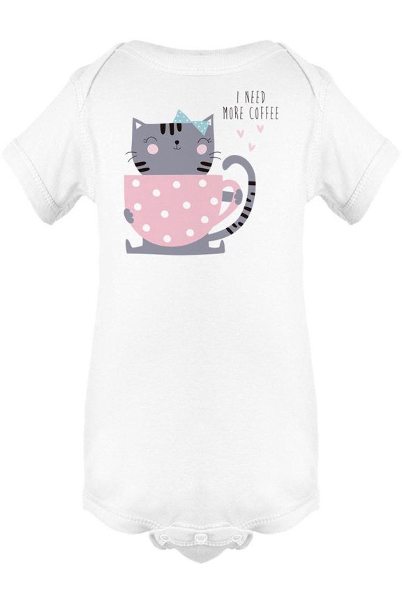 Cute Cat With Cup Of Coffee Bodysuit Infant -Image by Shutterstock, Newborn