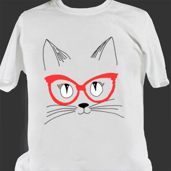 Cute Cat With Glasses Graphic T-Shirt - Walmart.com
