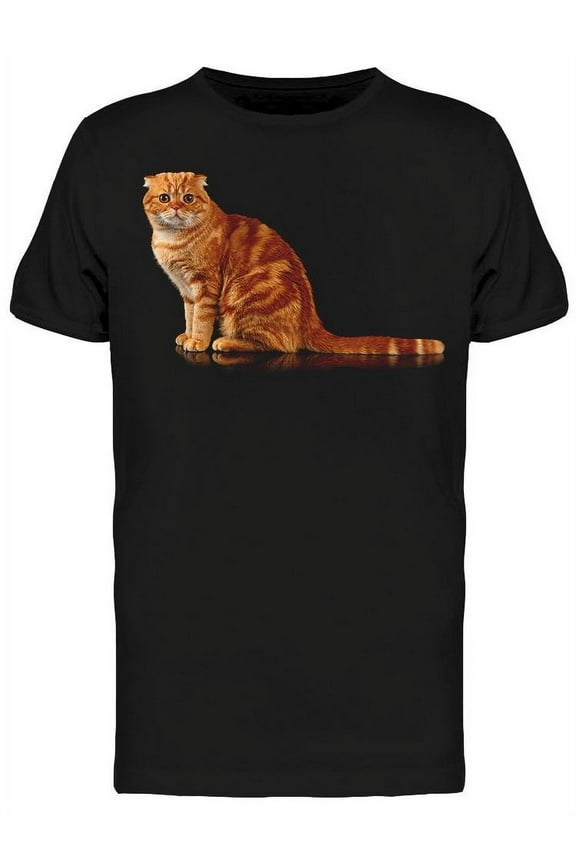 Cute Cat With Long Tail T-Shirt Men -Image by Shutterstock Men T-Shirt, Male Large