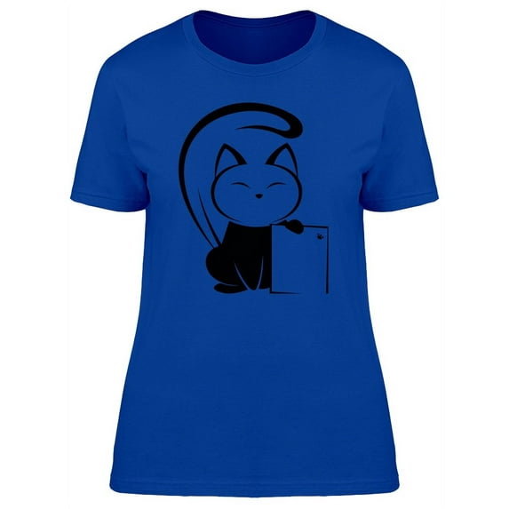 Cute Cat With Piece Of Paper T-Shirt Women -Image by Shutterstock, Female Large