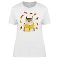 thumbnail image 1 of Cute Cat With Scarf & Leaves T-Shirt Women -Image by Shutterstock, Female Small, 1 of 4