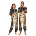 thumbnail image 1 of Cute Cat and Books Adult Onesie Pajamas Slim Fit Christmas One Piece Suit Pjs for Women and Men Hooded Zipper, 1 of 7