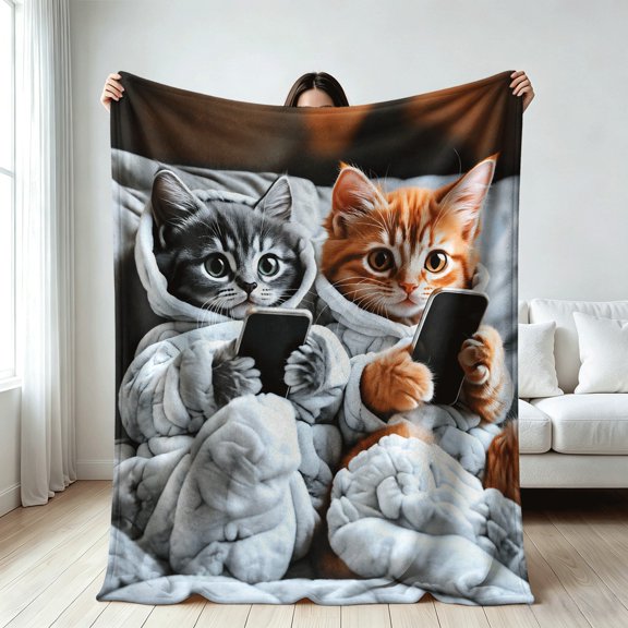 Cute Cat blanket for cat lovers,Soft Flannel Throw Blanket, Festive Gifts, gift for Birthday, Valentine's Day, Christmas, holiday, Anniversary, Home Decor Gifts