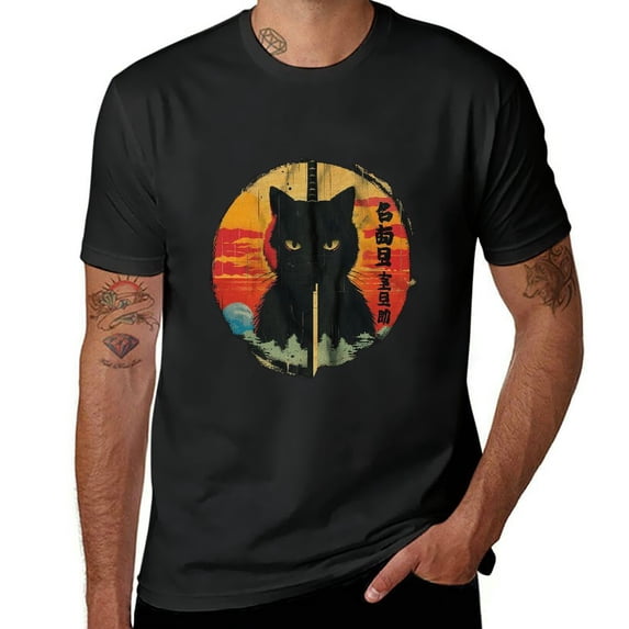 Cute Cat for Kitten Lovers Colorful Art Kitty Adoption T-Shirt，Casual top with short sleeves