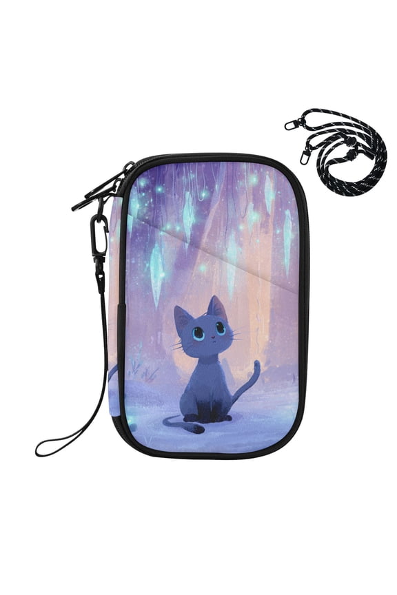 Cute Cat in Snowy World Passport Holder Travel Document Organizer Credit Card Case Coin Purse Wallet RFID Blocking