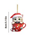 thumbnail image 1 of Cute Cat in Teacup Acrylic Christmas Ornament Car Charm Tree Pendant Design D, 1 of 5