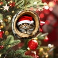 thumbnail image 1 of Cute Cat in Tree Stump Christmas Acrylic Ornaments - 4 Styles of Santa Hat Cats, Forest-Style Festive Decor & Gift for Xmas Tree & Home, 1 of 7