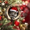 thumbnail image 1 of Cute Cat in Tree Stump Christmas Acrylic Ornaments - 4 Styles of Santa Hat Cats, Forest-Style Festive Decor & Gift for Xmas Tree & Home, 1 of 7
