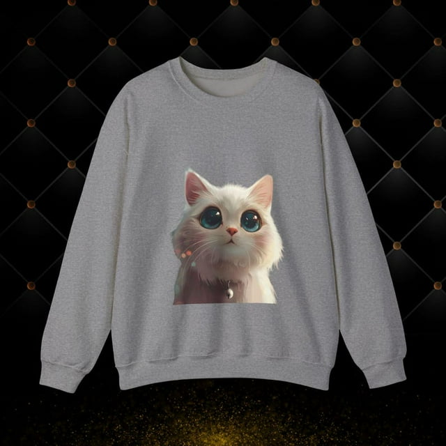 Cute Cat sweatshirt, Kitten Crewneck Jumper, Feline Pull, Adorable