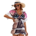 thumbnail image 1 of Cute Cat with Milkshake Cover Ups Dresses Women Summer Dress Vintage, 1 of 6