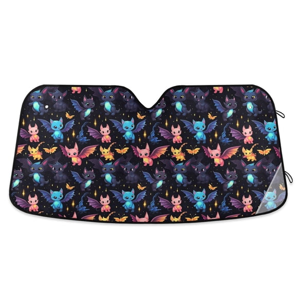 Cute Cat with Wings Car Windshield Sun Shade Foldable Car Front Window Visor Heat and UV Protection 53x23.5