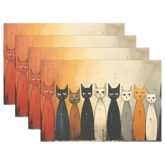 Cute Cats 12×18 inch Placemats Heat Resistant Washable Foldable Rectangular Placemats Set Decoration Indoor Outdoor for Kitchen Dining Table 1PC
