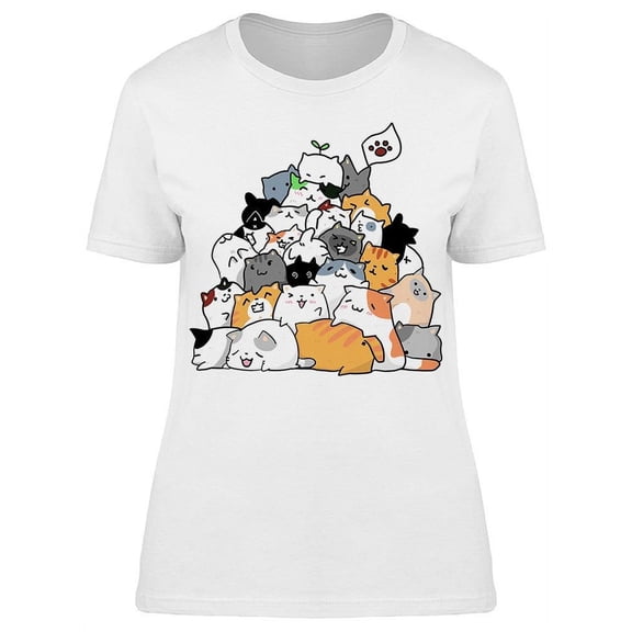 Cute Cats And Family Drawing T-Shirt Women -Image by Shutterstock, Female 3X-Large
