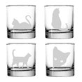 thumbnail image 1 of Cute Cats Being Cats Rocks Glasses: 4 Engraved 10oz. Rocks Drinking Glasses: cat lover, cat decor, cat mom, 1 of 5