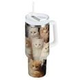 thumbnail image 1 of Cute Cats Black and White Tumbler with Handle and Straw Insulated Travel Mug Reusable Stainless Steel Water Bottle 40 oz, 1 of 7