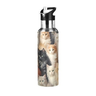 Cat & Fish Cute Kids 12 oz Water Bottle Flip Top