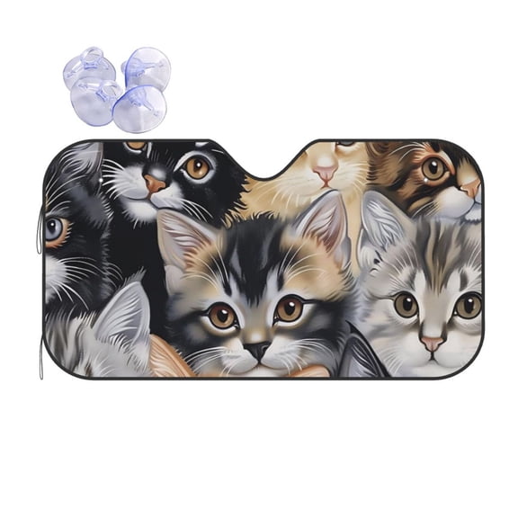 Cute Cats Car Windshield Sun Shade Universal Fit Auto Sun Visor Protector