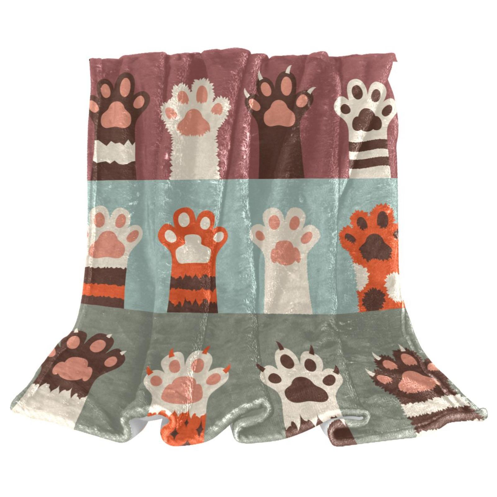 Cute Cats Claw Dogs Paw Animal Hands Pattern Soft and Warm Microfiber