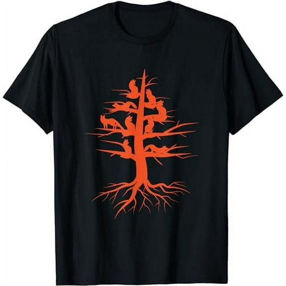 Cute Cats Climbing A Tree With Roots T-Shirt