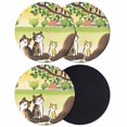 thumbnail image 1 of Cute Cats Coasters Set of 4, Absorbent Coasters for Drinks, Japanese Owls Animals Country Leaves Rustic Coaster for Desk Coffee Table Protection, Home Decor House Warming Gifts 4", 1 of 8