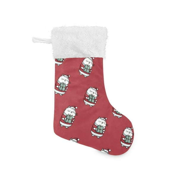 Cute Cats Dress in Christmas with Presents Christmas Stockings Large Capacity 18 inch Gift Bag with Hook Xmas Holiday Decor 1 Pack