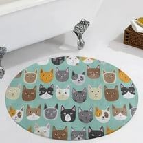 Cute Cats Face Round Carpet Circle Rug Outdoor Patio Area Rug Washable Large Area Rugs Hallway Room Decor Fitness Mats