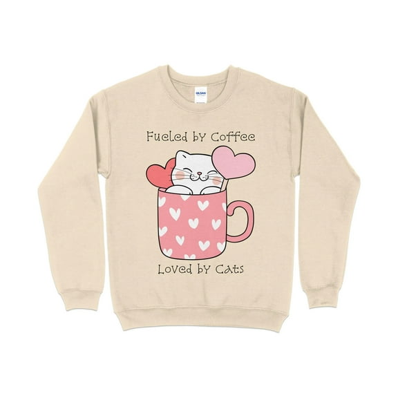Cute Cats Fueled by Coffee Loved By Cats Valentine Sweatshirt