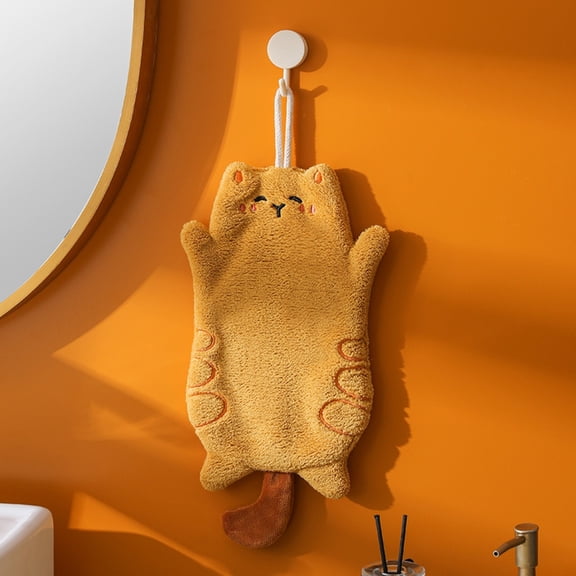 Cute Cats Hanging Hand Towel, Soft Fast Dry Cotton Towel with Loop for Kitchen and Bath, Decorative Cat Design Absorbent & Lint-Free, Farmhouse Rustic Decor, Great Gift for Cat Lovers