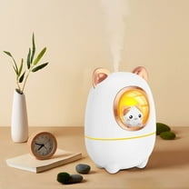 Cute Cats Humidifier - Mini, Portable & Quiet Humidifier with Night Light, 2 Mist Modes (Continuous/Intermittent), ABS Plastic, 114k Atomization, Lightweight for Desk, Home, Office - White & Peach