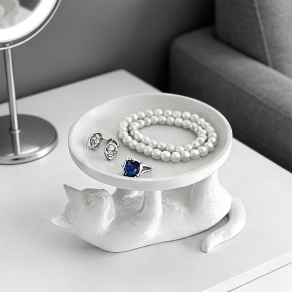 Cute Cats Jewelry Storage Ring Holder Dish 3D Printed Jewelry Holder Dish for Rings Earrings Trinkets Tray Jewelry Organizer for Valentines Day Women Girls Mom Gifts Office Home Desk Decor