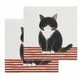 thumbnail image 1 of Cute Cats Kitchen Dish Towels for Drying Dishes Set of 2, Modern Abstract Ink Painting Red Striped Waffle Weave Microfiber Hand Tea Bathroom Towels Quick Dry & Absorbent Towel 12x12, 1 of 7