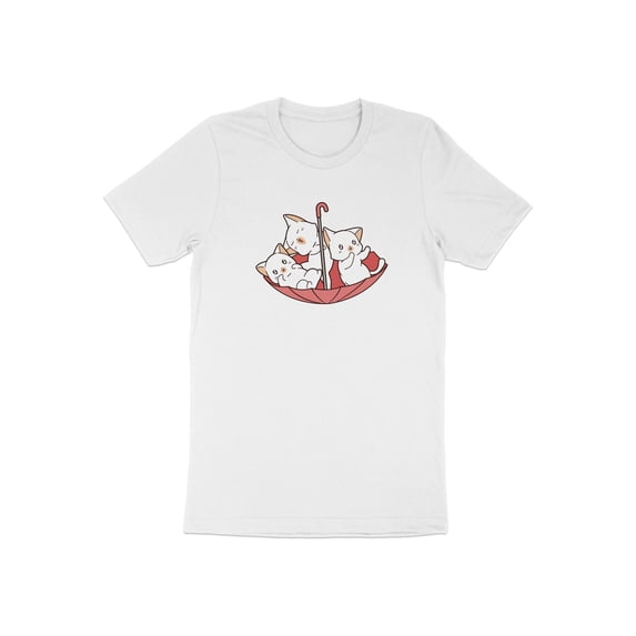 Cute Cats Kittens Animals Pets in Pink Umbrella Enjoying T-Shirt Graphic Design Cute Cats Kittens in Umbrella Tees Tshirt