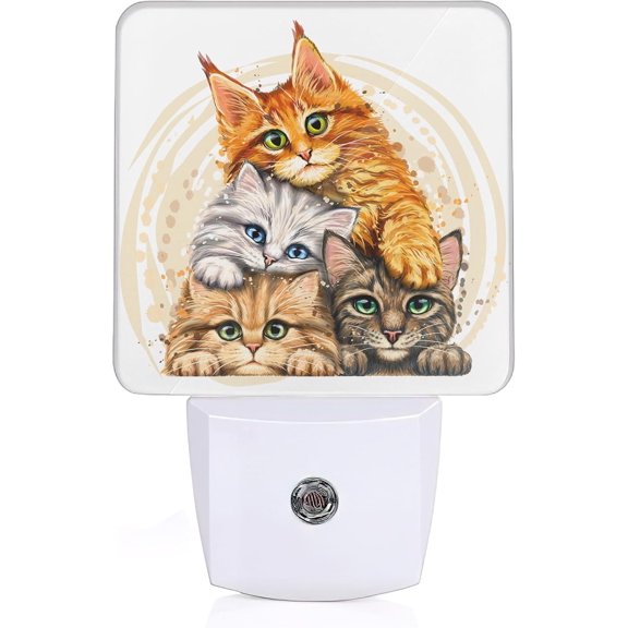 Cute Cats Night Light,Plug in Night Light, Dusk to Dawn Sensor Nightlights for Stairway/Hallway/Kitchen/Bedroom/Bathroom 0.5W