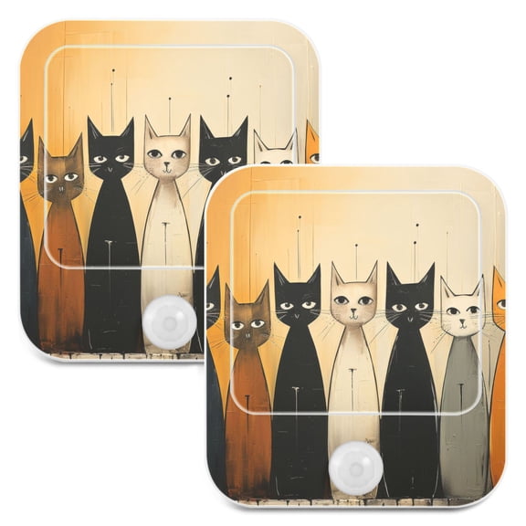 Cute Cats Night Lights Plug into Wall LED with Auto Light Sensor Warm Light for Kids Hallway Bedroom Living Room Kitchen Bathroom Set of 2