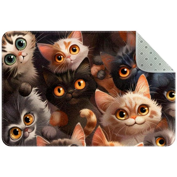 Cute Cats Pattern Small Area Rug, Non-Slip Door Mat Indoor Floor Mat, Washable Kitchen Rug Entrance Door Mat for Bedroom Living Room
