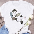 thumbnail image 1 of Cute Cats Printing Women T-shirts New Kawaii Women's Tshirt Fashion Women Clothing Funny Korean Style T-Shirts Shirts for Woman, 1 of 7