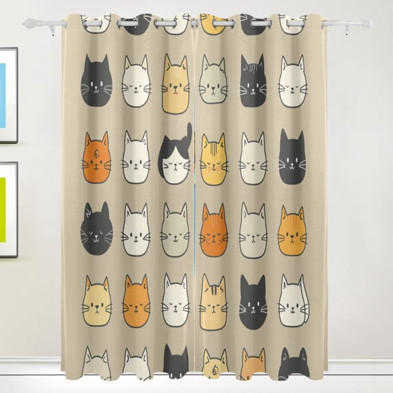 Cute Cats Room Blackout Cutrains Original Design Summer Thermal Insulated Curtain for Home, Living Room, Bedroom, Offices, Kitchen 84 x 55 Inch x 2 Panels