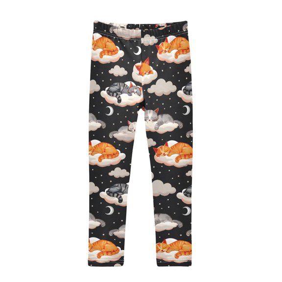 Cute Cats Sleeping Printed Leggings Yoga Pants for in 4t to 10t